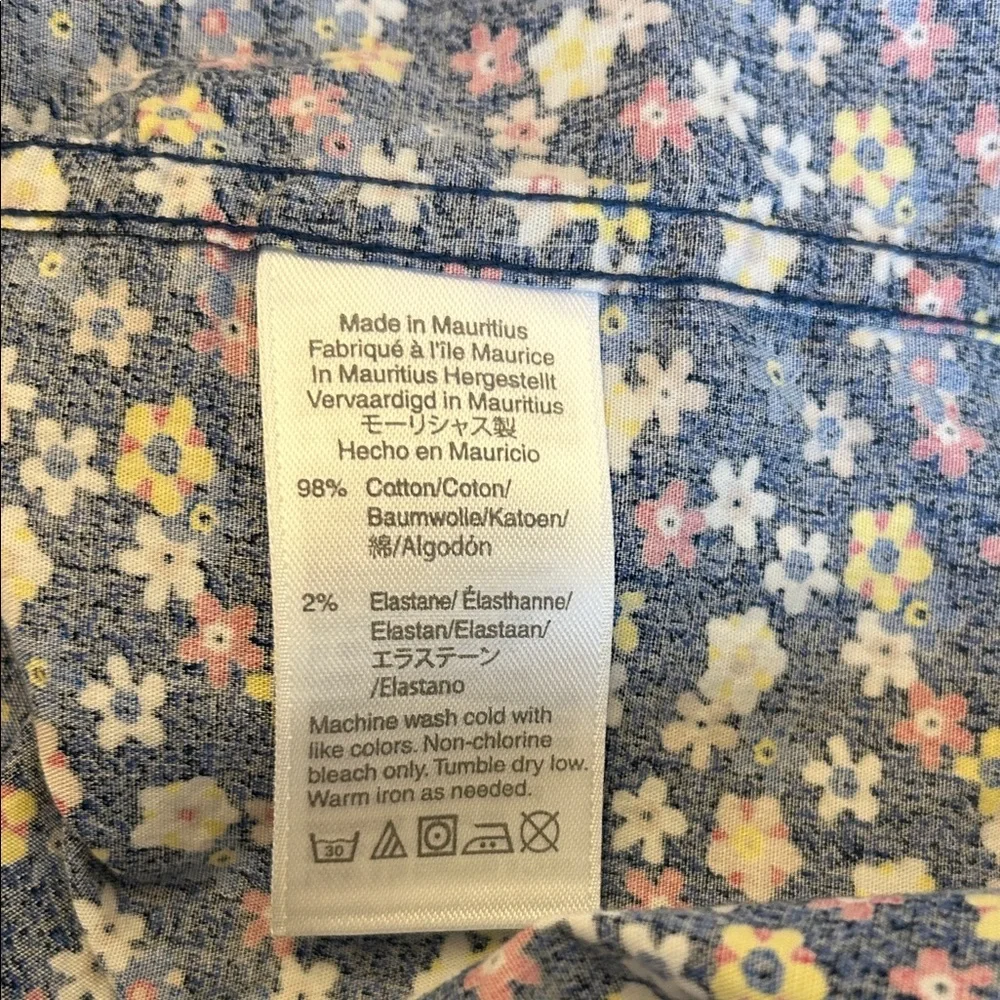 J Crew Men's Navy Floral Short Sleeve Button Down Shirt  Size XL EUC